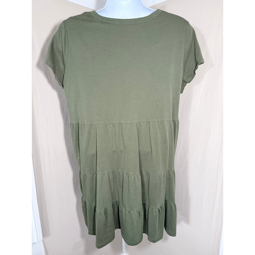 Time and Tru Olive Green Tiered Cotton T-Shirt Mini Dress XXL 20 Pockets - Picture 9 of 9
